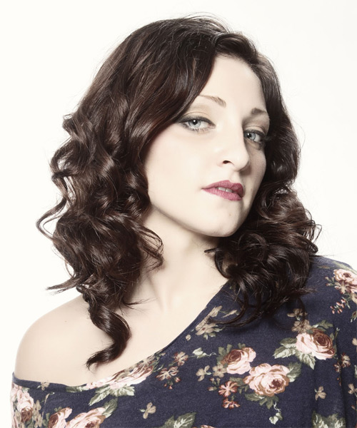 Medium Defined Dark Brunette Waves - side on view