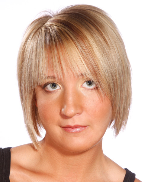 Short And Sleek Honey Blonde Concave Hairstyle