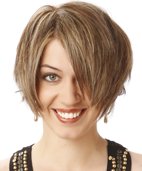 Fun Short Hairstyle With Tapered Neckline And Long Bangs