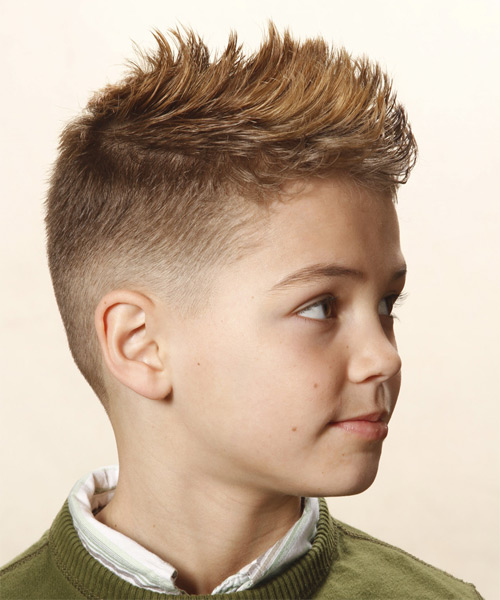Short Haircut With Top Jagged Cut Layers For Boys - side on view