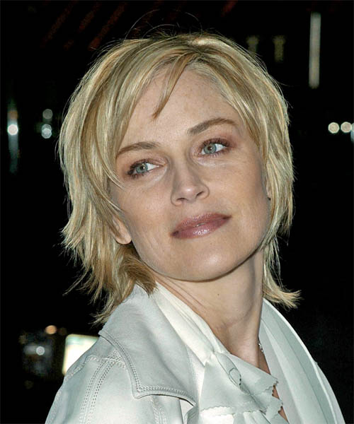 Sharon Stone Medium Straight     Hairstyle