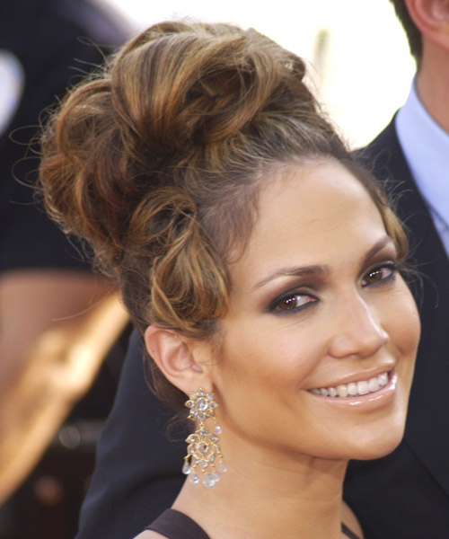 Jennifer Lopez  Long Curly    Updo Hairstyle - side view