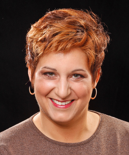 Short Sassy Copper Hairstyle With Waves And Texture