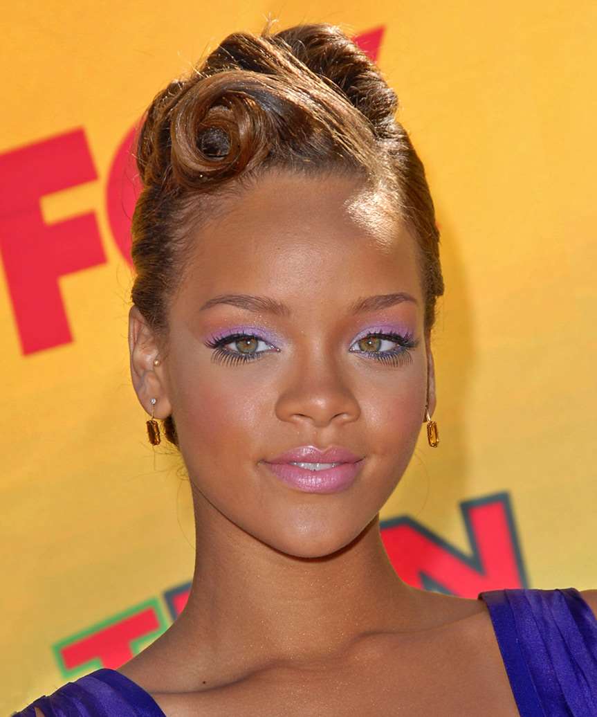 Rihanna Soft Golden Brunette Updo