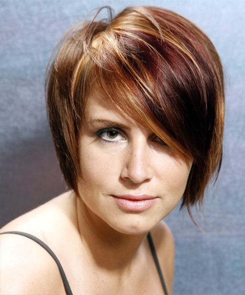 Short Chestnut Hairstyle With Long Side Swept Bangs