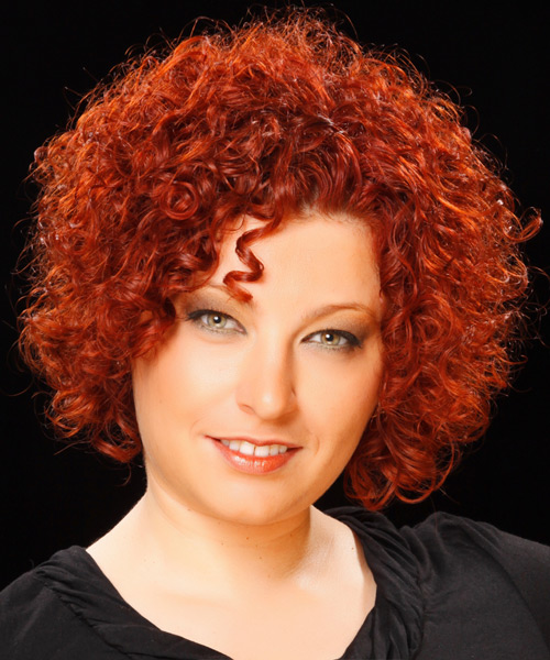 Short Red Hairstyle With Tight Curls And Volume