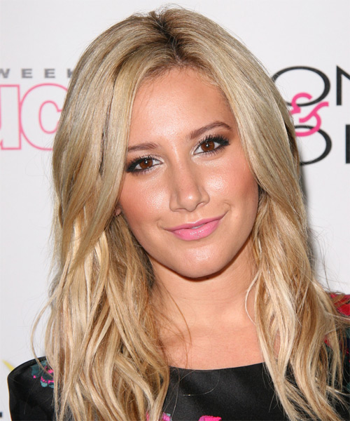Ashley Tisdale Long Straight   Light Champagne Blonde   Hairstyle   with Light Blonde Highlights
