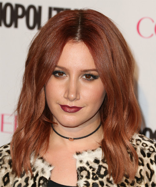 Ashley Tisdale Long Wavy    Auburn Red   Hairstyle