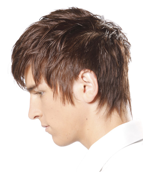 Short And Wispy Hairstyle With Bangs For Men - side on view