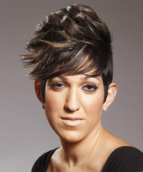 Short Funky Hairstyle With Shaved Sides And Highlights