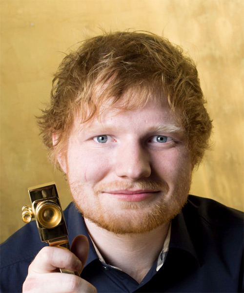 Ed Sheeran Short Wavy    Hairstyle with Asymmetrical Bangs