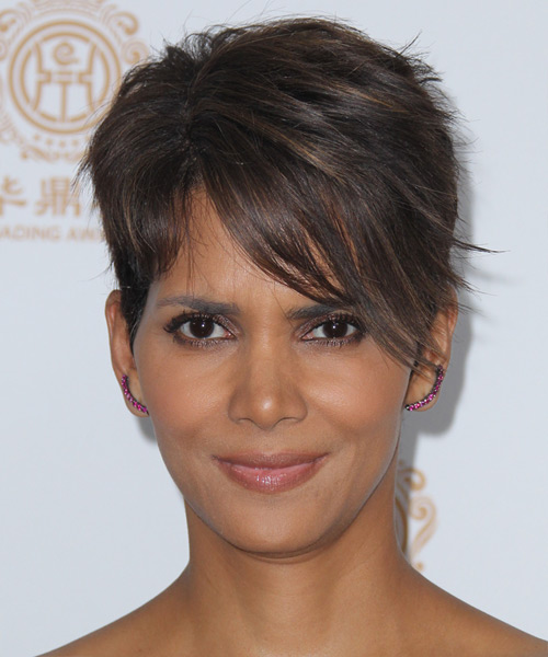 Halle Berry Short Straight   Dark Brunette   Hairstyle
