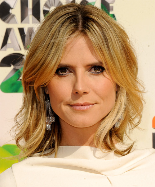 Heidi Klum Medium Straight    Golden Blonde   Hairstyle