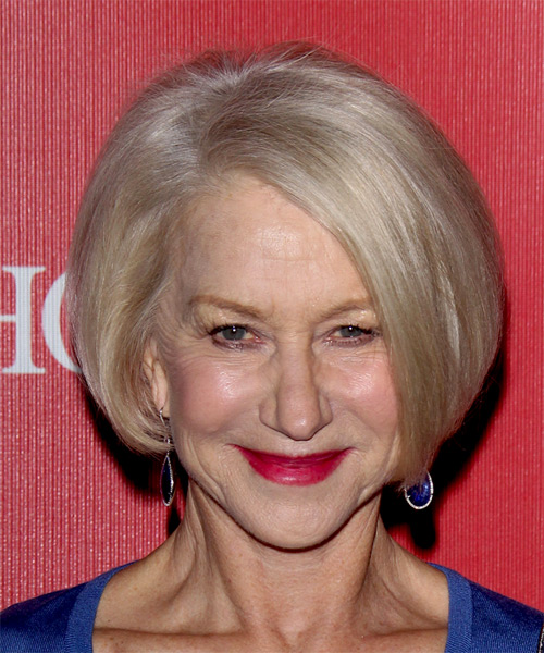 Helen Mirren Medium Straight   Light Blonde Bob  Haircut