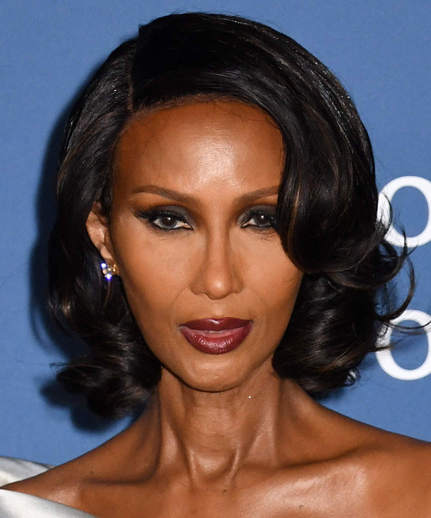 Iman Medium-Length Hairstyle With Mid-End Curls