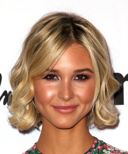 Isabel May Medium Wavy  Bob  Haircut with Side Swept Bangs