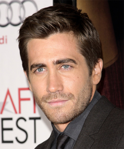 Jake Gyllenhaal Short Straight    Ash Brunette   Hairstyle - side on view