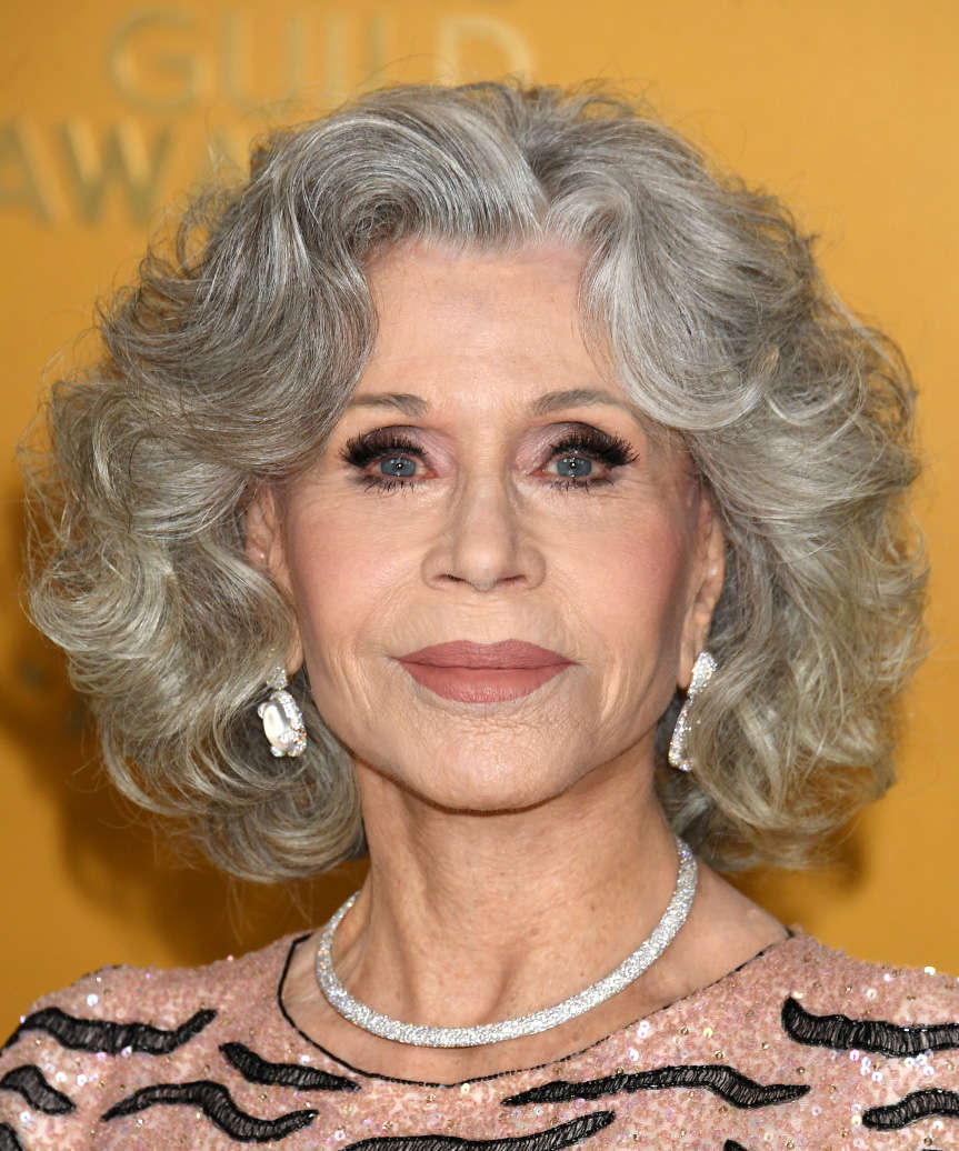 Jane Fonda Grey Hairstyle With Curls