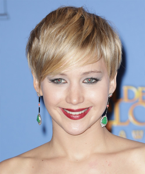 Jennifer Lawrence Short Straight    Golden Blonde   Hairstyle   with Light Blonde Highlights
