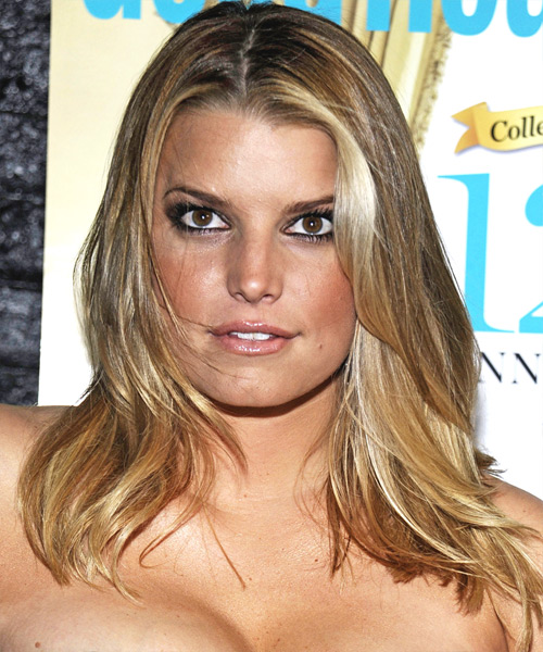 Jessica Simpson Long Straight   Dark Golden Blonde   Hairstyle