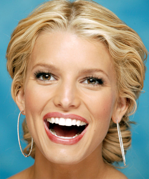 Jessica Simpson  Long Curly    Updo Hairstyle