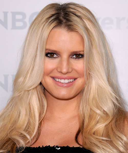 Jessica Simpson Long Wavy   Light Golden Blonde   Hairstyle   with Light Blonde Highlights