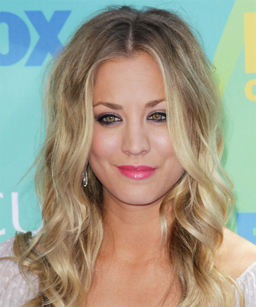 Kaley Cuoco Long Wavy    Ash Blonde   Hairstyle   with Light Blonde Highlights