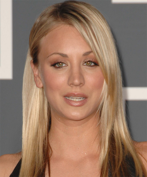 Kaley Cuoco Long Straight    Golden Blonde   Hairstyle