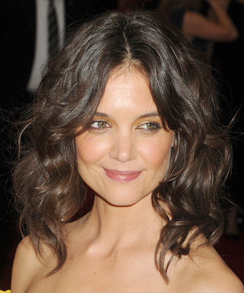 Katie Holmes Medium Wavy    Brunette   Hairstyle
