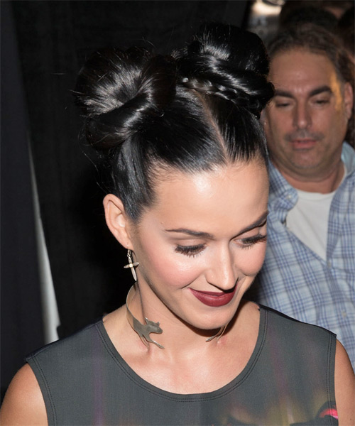 Katy Perry Long Straight    Updo Hairstyle - side on view