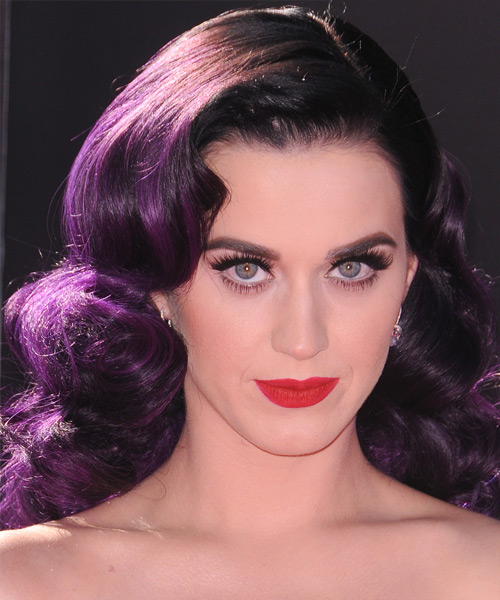 Katy Perry Long Wavy   Purple    Hairstyle