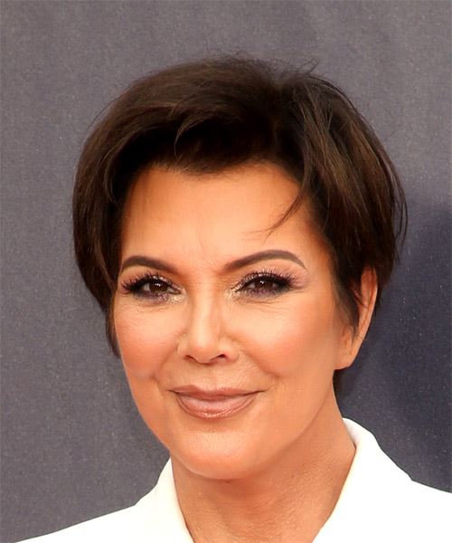 Kris Jenner      Brunette Pixie  Haircut - side view