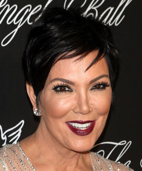 Kris Jenner Short Straight   Black    Hairstyle - side on view