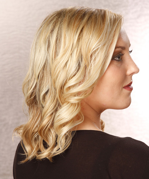 Medium Wavy   Light Blonde  Hairstyle - side view