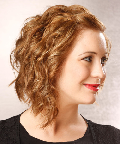 Medium Wavy   Dark Golden Blonde  Hairstyle   with Light Blonde Highlights - side view