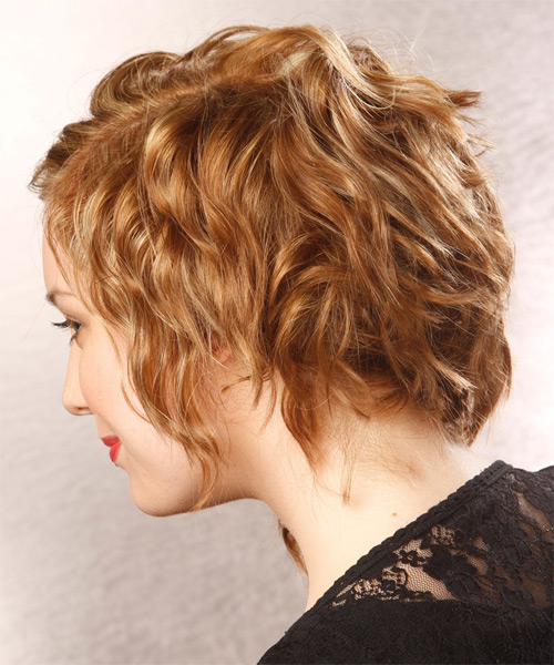 Medium Wavy   Dark Golden Blonde  Hairstyle   with Light Blonde Highlights - side on view