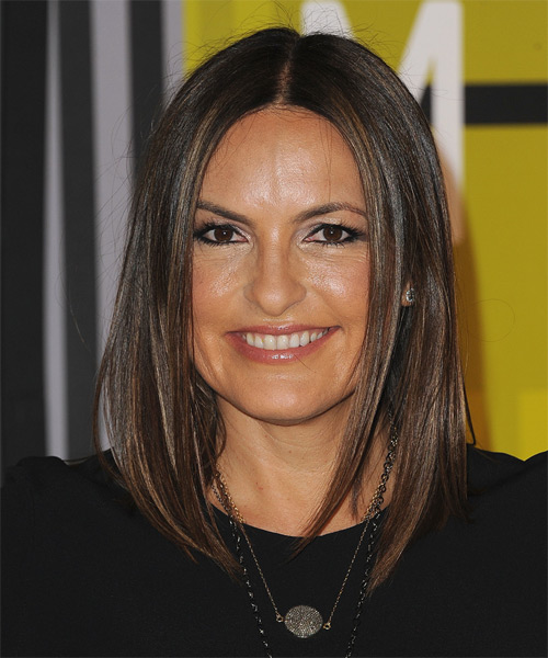 Mariska Hargitay Medium Straight   Dark Brunette   Hairstyle