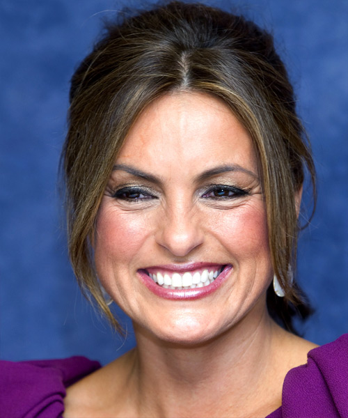 Mariska Hargitay  Long Straight   Dark Brunette  Updo Hairstyle