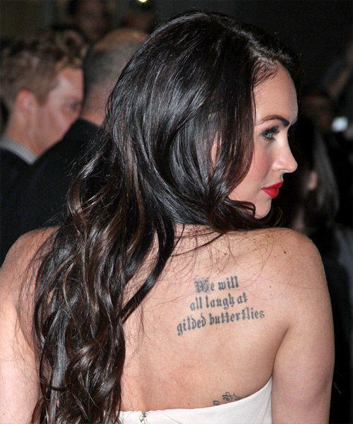 Megan Fox Long Wavy   Black    Hairstyle - side view