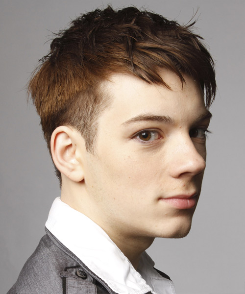 Short And Funky Male Hairstyle With Textured Bangs - side view
