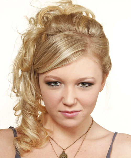 Long Curly   Light Golden Blonde Half Up Half Down Hairstyle