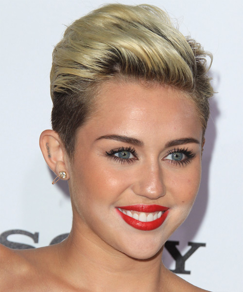 Miley Cyrus Short Straight     Hairstyle - side view