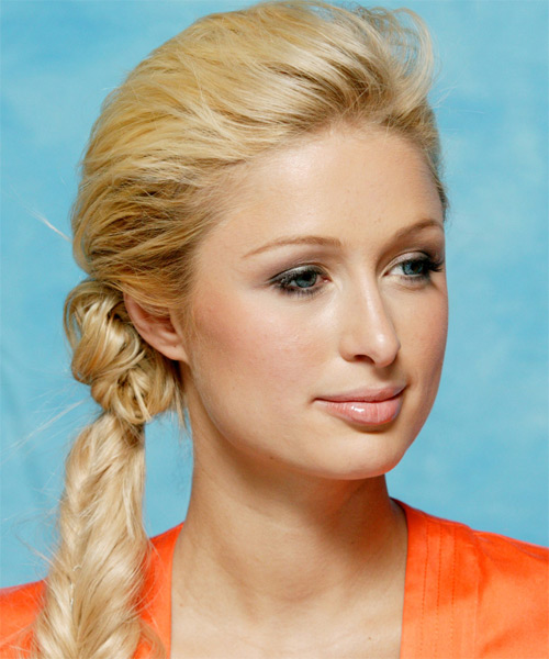 Paris Hilton  Long Curly   Braided Updo Hairstyle - side view