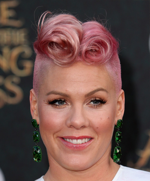 Pink Short Curly   Pink  Mohawk  Hairstyle
