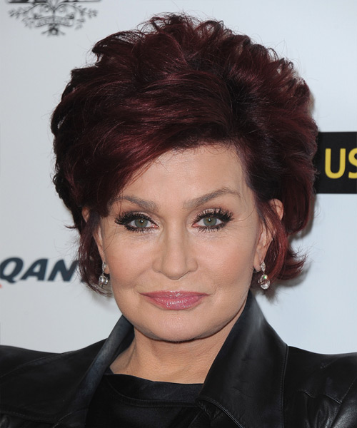 Sharon Osbourne Short Straight   Dark Burgundy Red   Hairstyle