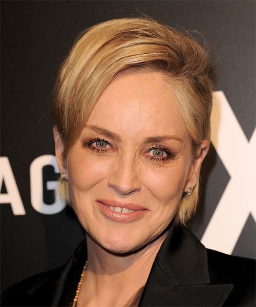 Sharon Stone Short Straight    Golden Blonde   Hairstyle