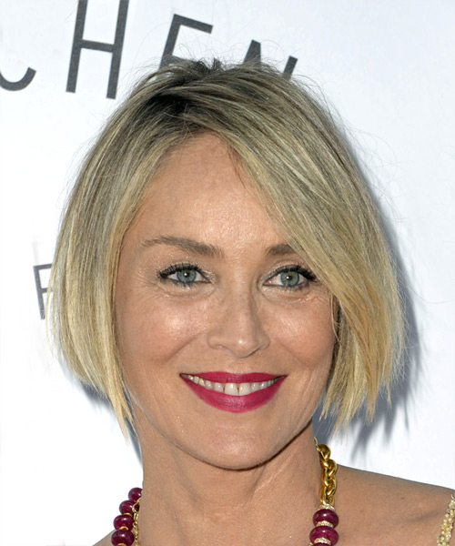 Sharon Stone Short Straight    Blonde Bob  Haircut