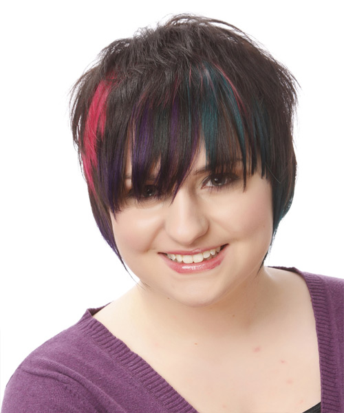 Short Black Plum And Pink Hairstyle