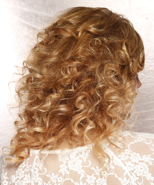 Half Up Half Down Shoulder-Length Curls With Side Swept Bangs - side view