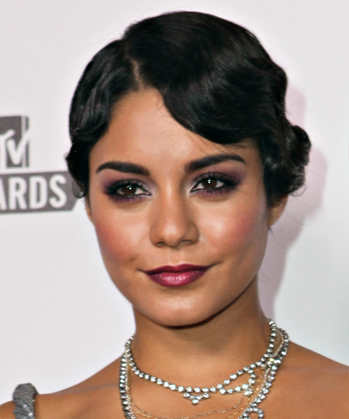 Vanessa Hudgens  Medium Curly   Black   Updo Hairstyle